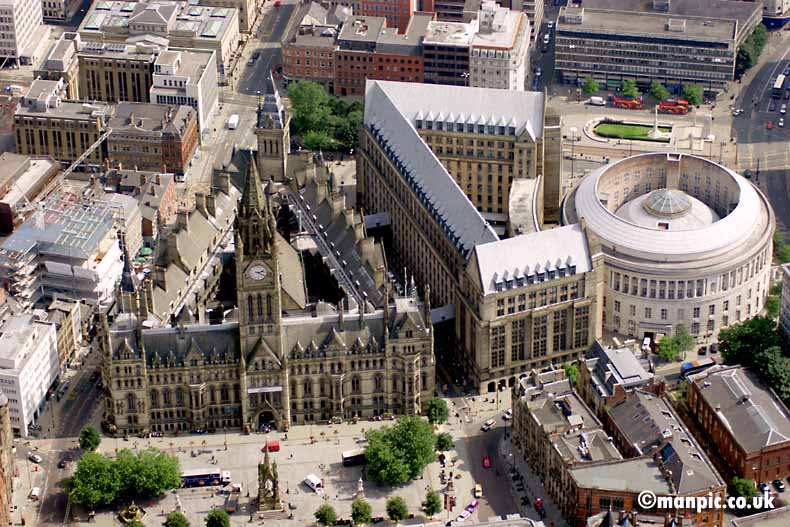 aerial photograph
            of manchester town hall 